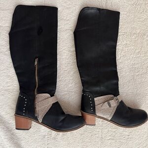 Black and Tan Snake Skin Women's Boots